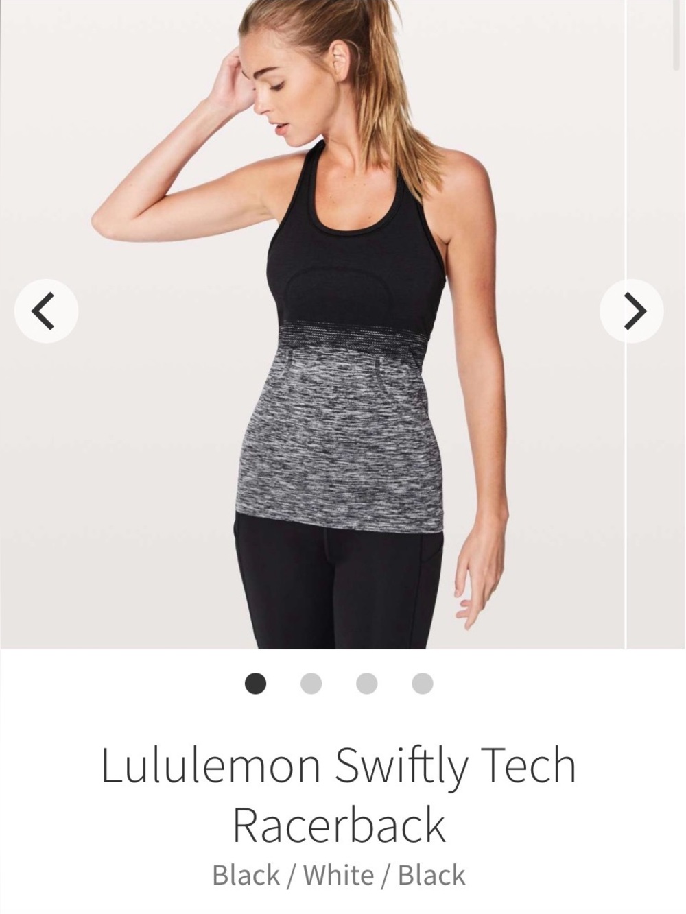 Lululemon Swiftly Tech Tank Black White Ombré